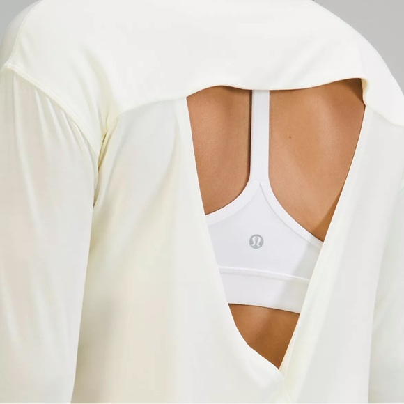 Lululemon Ivory Open Back Long Sleeve Top Shirt Sz 6, 8 - Picture 6 of 11